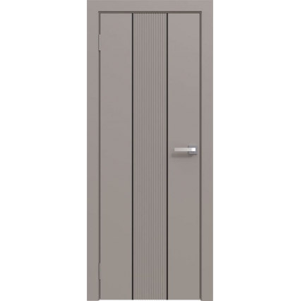 Дверь межкомнатная Эмаль Line-4 (Капучино/ Черный молдинг)